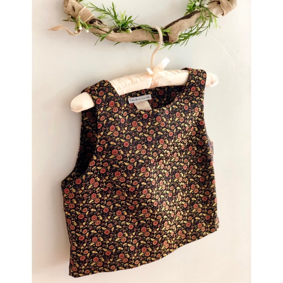 Vintage Tops - Vintage Spanish Floral Sleeveless Blouse